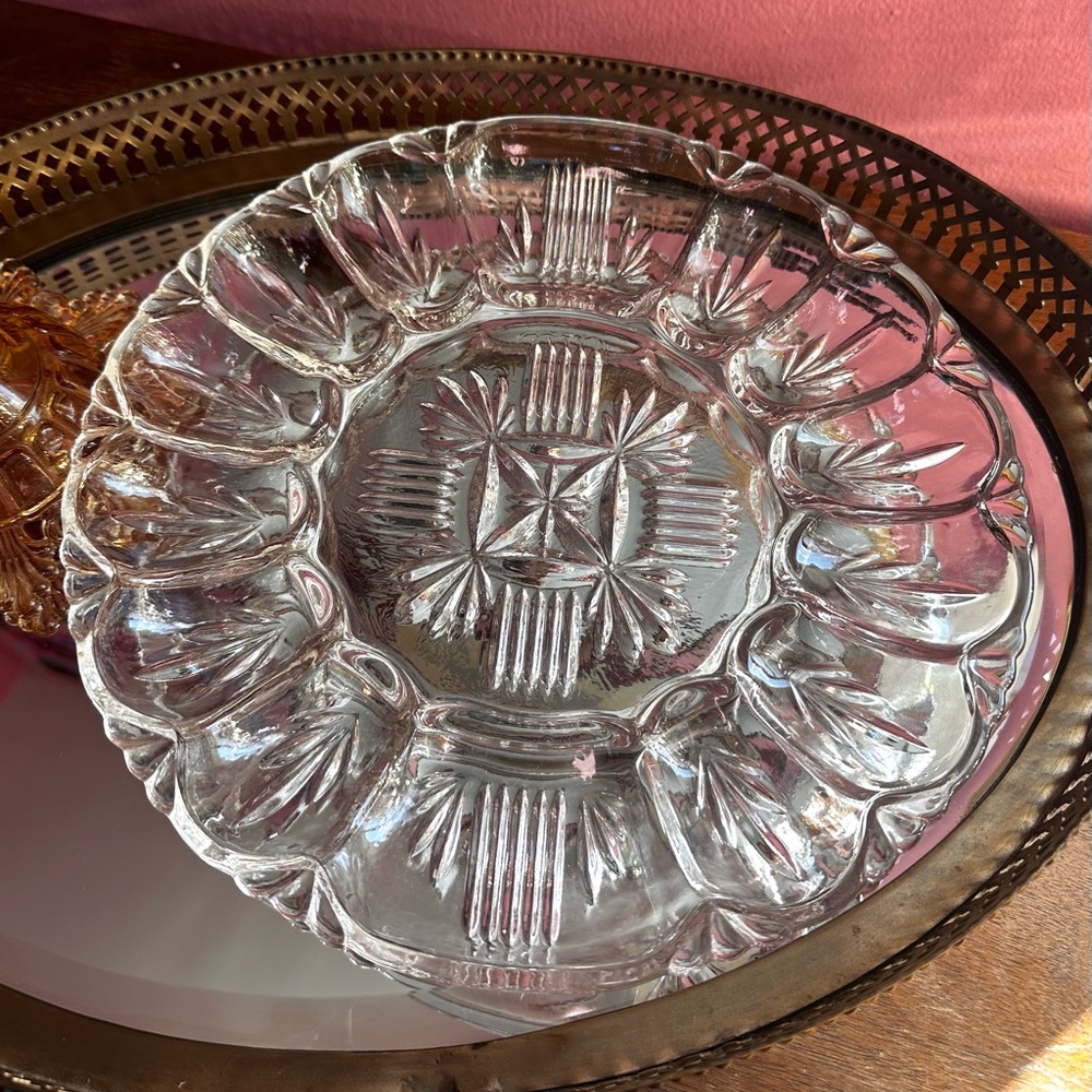 1950's Federal Glass Georgetown Glass Deviled Egg Oyster Madeleine Tray